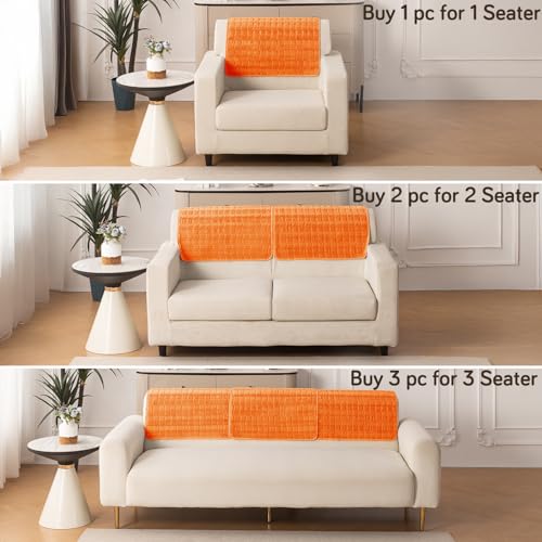 Image of HOKIPO 'Plush Haven' Premium Anti-Slip Backrest Mat | Soft Fluffy Plush Fabric, Orange - 1 PC (AR-6256-OR)
