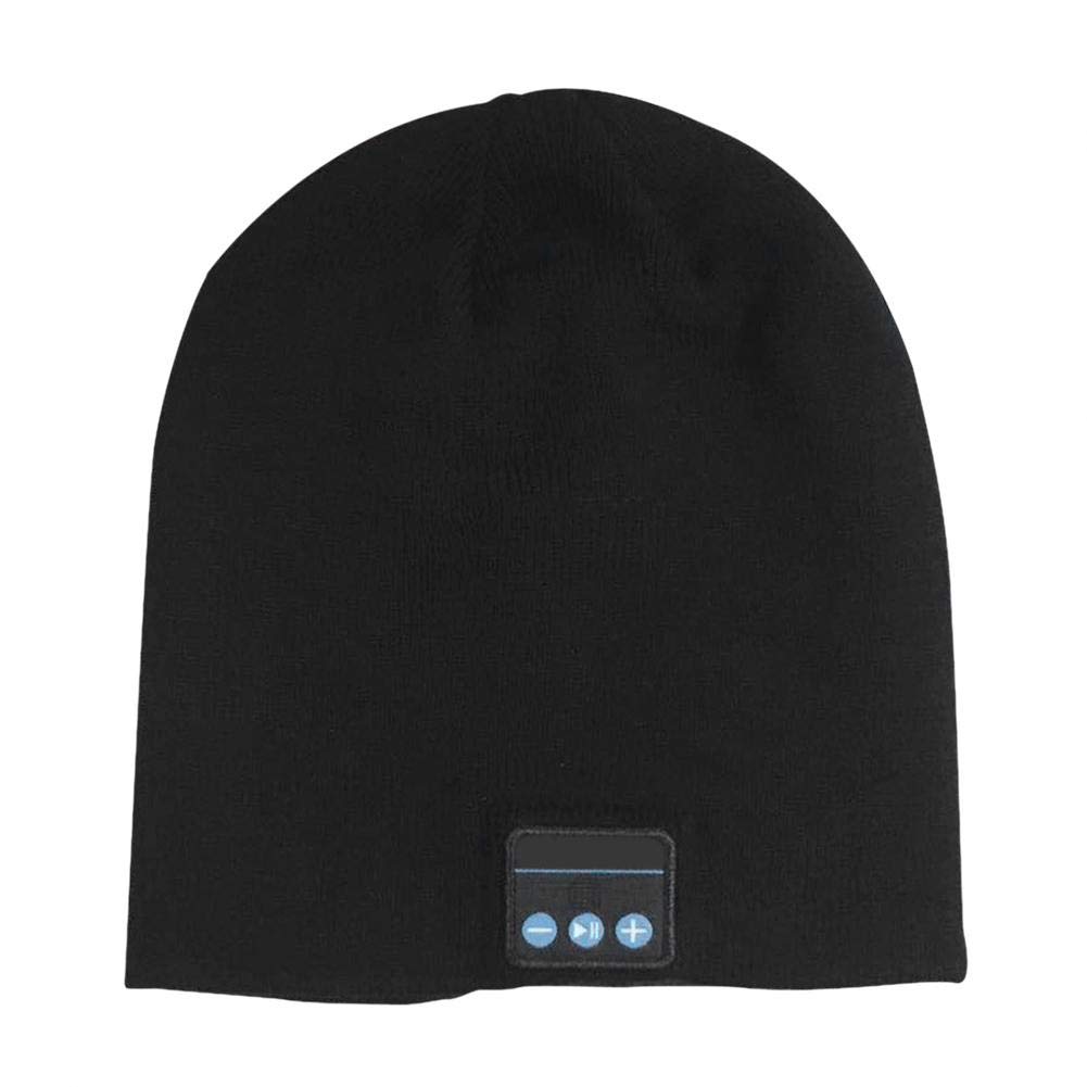 Bonnet en tricot super doux avec écouteurs Bluetooth sans bord pour sports d'hiver en plein air avec haut-parleur sans fil et micro pour courir, ski, camping, randonnée, cyclisme