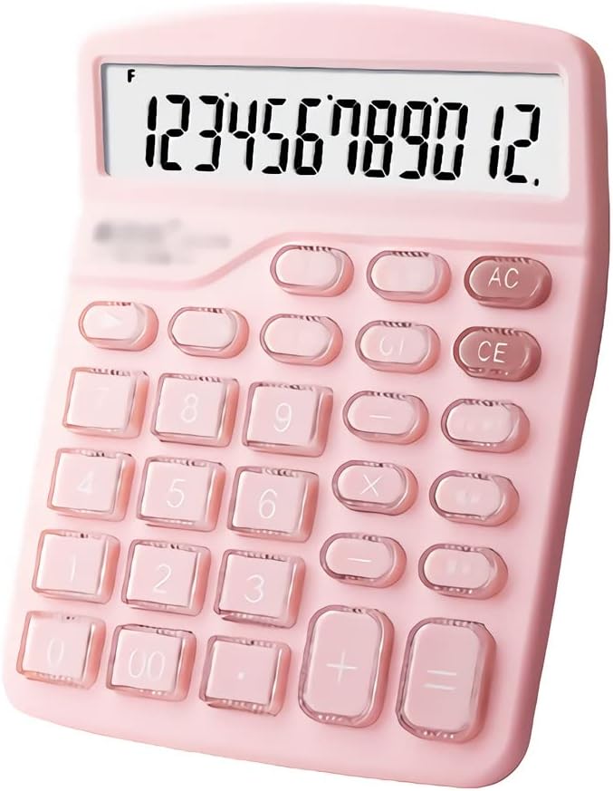 Creative 12 Digit Calculator,Desktop Sensitive Button Electronic LCD Display Calculator,Battery Solar Dual Power,for School,Office Gift (Color : Green, Size : 4.7X5.9inchs) (Pink 4.7X5.9inchs)