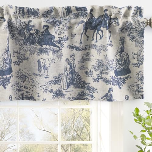 DriftAway Toile Linen Lined Valance Double Layer Thermal Room Darkening
