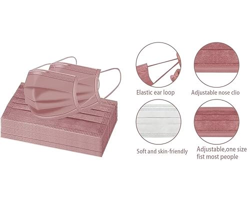 Miniatura 4 de ZIYE 100 cubrebocas desechables multicolor no médicos, transpirables, no tejidos, 3 capas, con clip para la nariz, cinta elástica para las orejas, 4