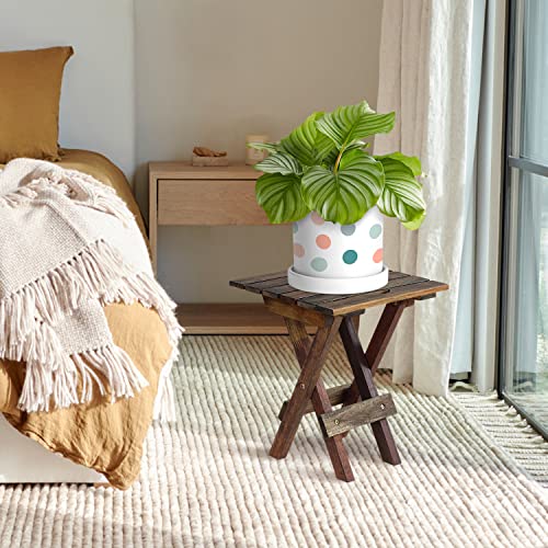Small Patio Table, Acacia Wooden Small Table, Side Table, Coffee End Table, Small Square Folding Side Table, Plant Stand Mid Century Easy Assembly Modern Home Decor (Set Of 1- Walnut) #TOP1