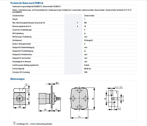 Eaton 050716 Step Switch Contacts 3 20 Front Pads: 0/3 3 Steps 45 Degrees, rastend, Fitting, Black - Image 5