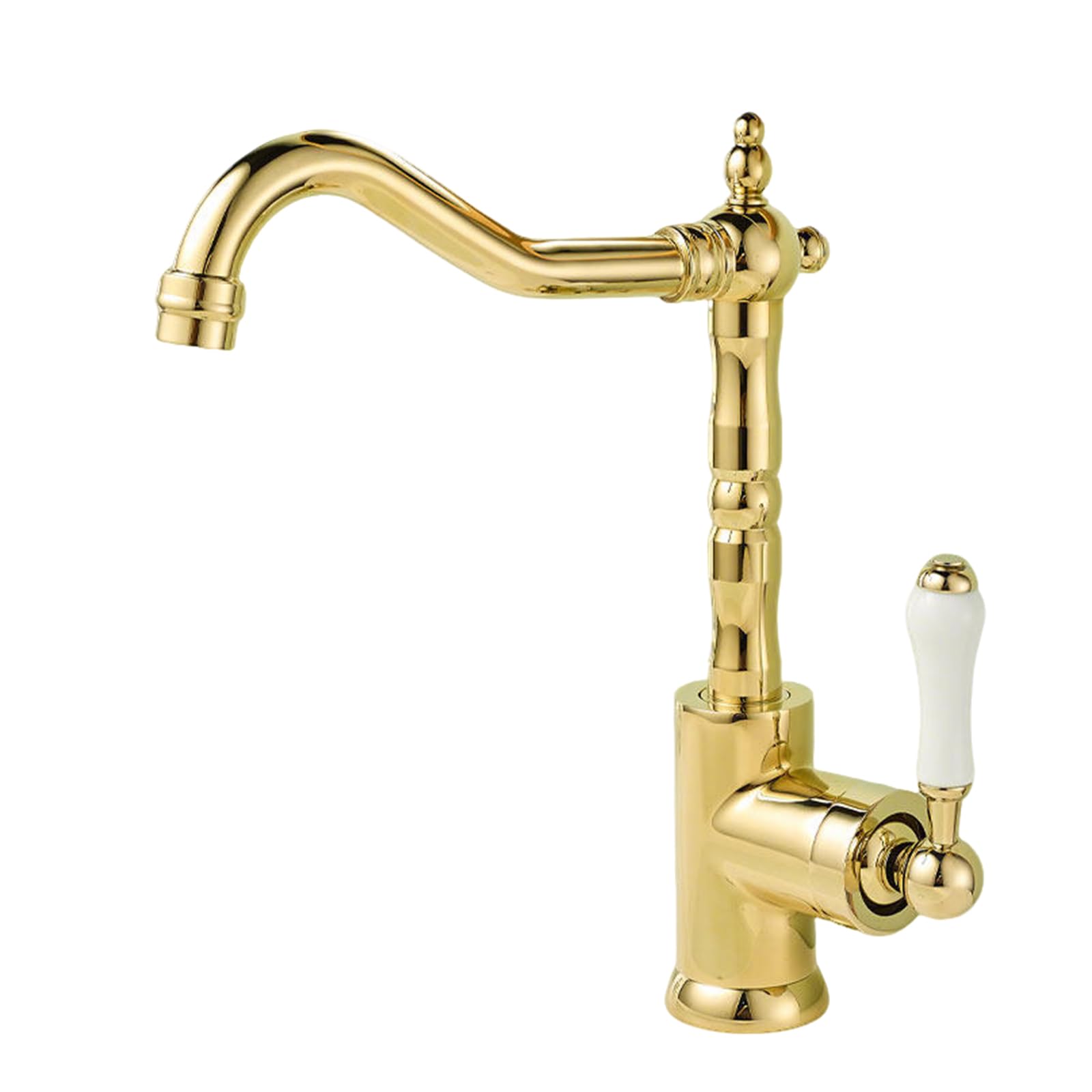 Mitigeur de lavabo pivotant 360 rétro en laiton or zirconium pour salle de bain monotrou