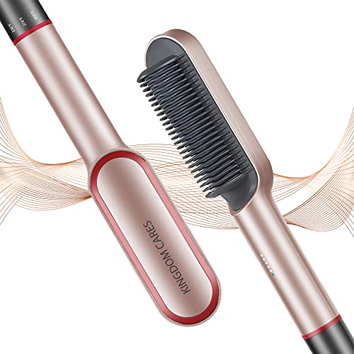 K-Skin Hair Straightener Brush-Ceramic Hair Straightening Brush & Iron for Thick Hair,Electric Hair Straightening Comb for Black Women-Anti-Scald-Perfect for Professional Salon at Homeï¼ˆGoldï¼‰