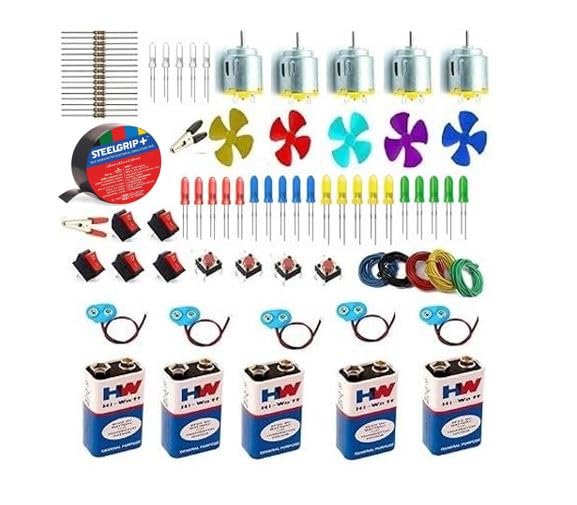 SP Electron Combo Pack of DC Toy Motor, 9V Battery, On/Off Rocker Switch, Flexible Wire, Led and Resistor etc for School Science Experiment Project Kit (B0DCZ6ZFPC) Amazon Price History, Amazon Price Tracker