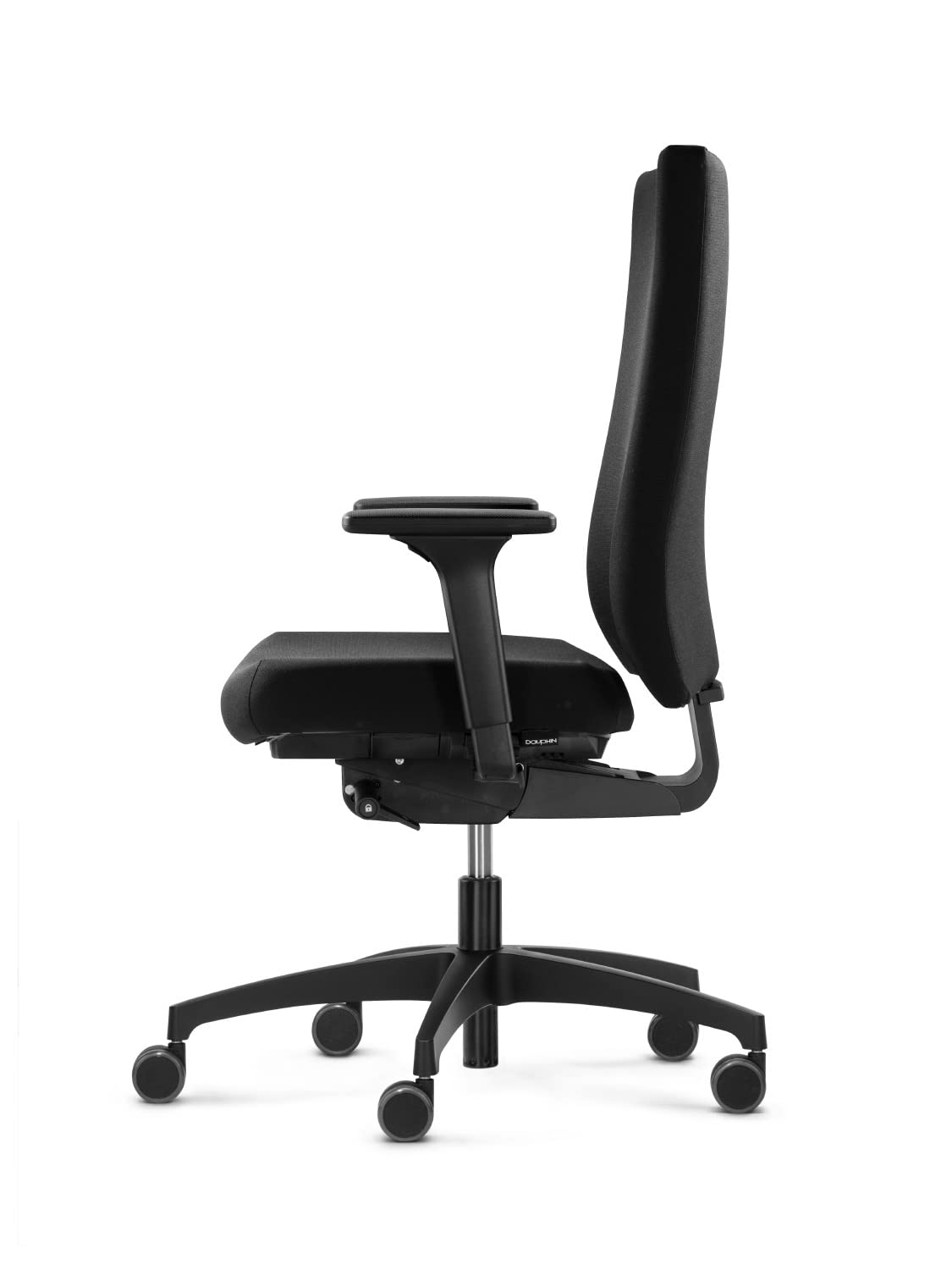 Dauphin Adjust Evo Cozy Colours | ergonomischer Bürostuhl mit höhenverstellbarer Rückenlehne (7cm) | Schreibtischstuhl mit höhen und breitenverstellbaren Armlehnen für Büro & Homeoffice (schwarz)