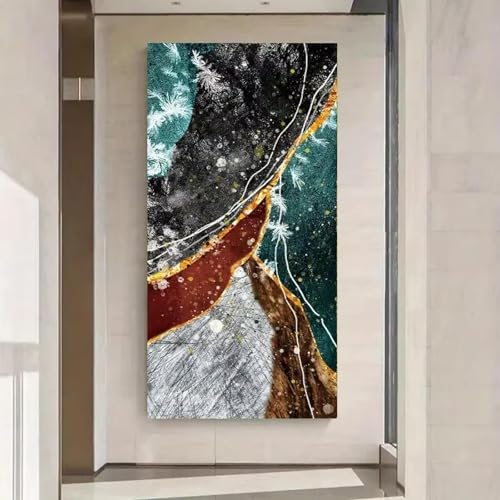 IHHGNB Lienzo abstracto moderno, arte de pared minimalista, póster verde y rojo, impresión artística, pintura para decoración de sala de estar, 50 x 100 cm (20 x 39 pulgadas), sin marco