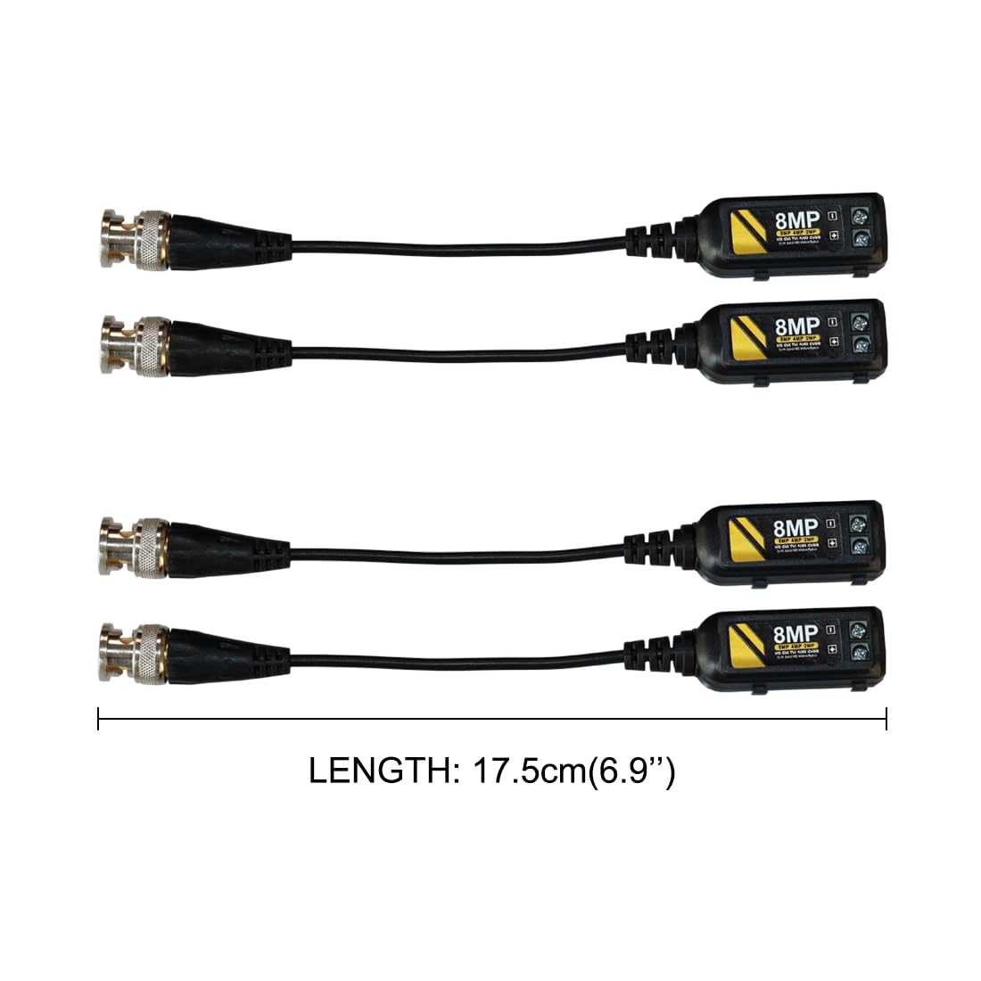Balun per Telecamere Video Balun BNC UTP Connettori, Ricetrasmettitore CAT5/5E/6 per CVI/TVI/AHD/CVBS HD Telecamere 720P 1080P 4MP 5MP 8MP (4 Pezzi)