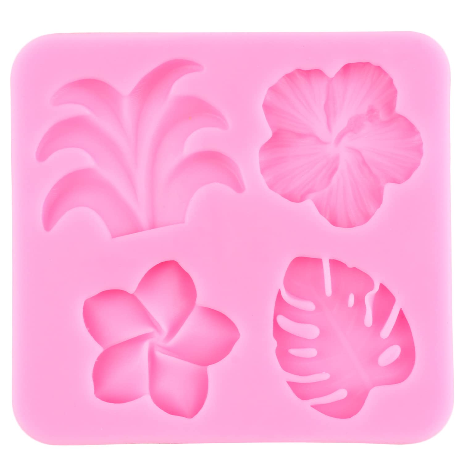 XMOLDNMS Tropical Flowers Leaves Silicone Mould Plumeria Hibiscus Flower Monstera Leaf Fondant Moulds for Cake Decorating Cupcake Topper Chocolate Candy Gum Paste Polymer Clay - Image 3