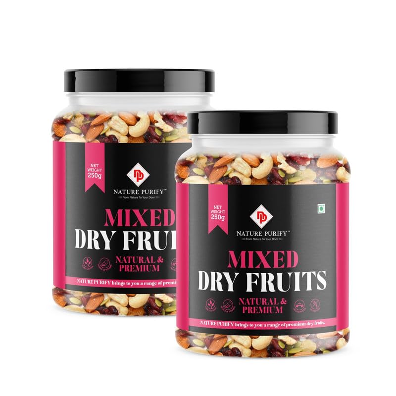 Image of Nature Purify Dried Fruits Combo Mix Dry Fruits and Mix Dry Fruits 250gm Each Pack OF 2 | Healthy Snacks Mixed Nuts with Dry Fruit | Nutrient-Rich Snack for Wellness | Diwali Gift