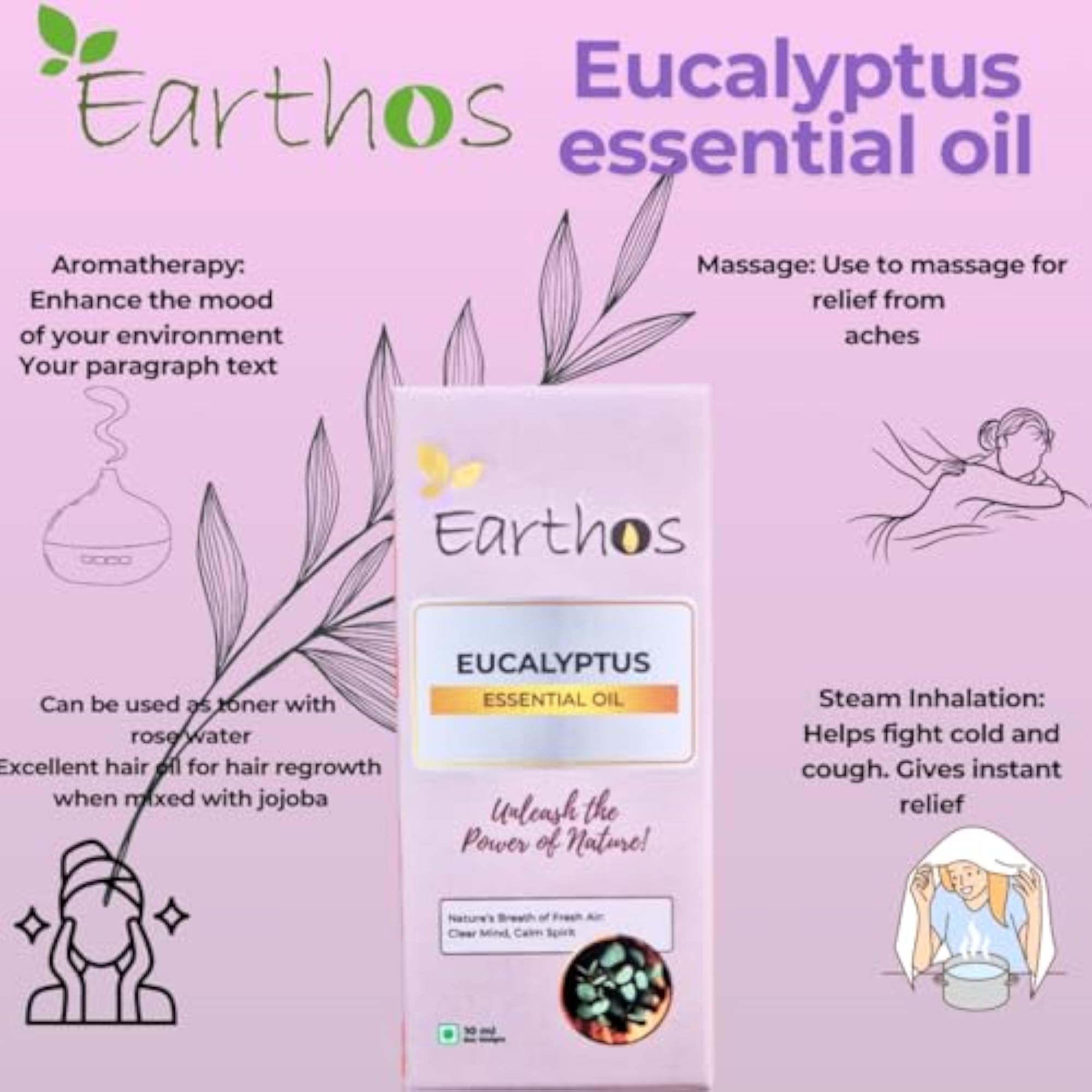 Earthos Eucalyptus Essential Oil 30 ml Pack of 3