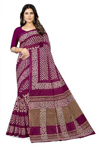 Sari en pur coton imprimé batik pour femme vêtement traditionnel élégant sans chemisier