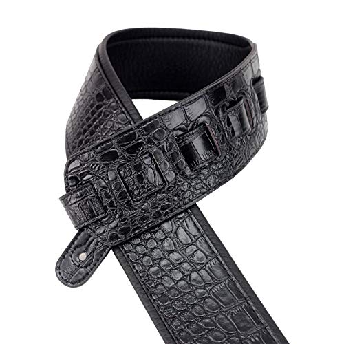 Walker & Williams F-21 Extra Large Noir Gator Sangle avec gant Cuir rembourré dos - Les Beatles, Paul McCartney, John Lennon, RIngo Starr, George Harrison Walker & Williams F-21 Extra Large Noir Gator Sangle avec gant Cuir rembourré dos – Image 4