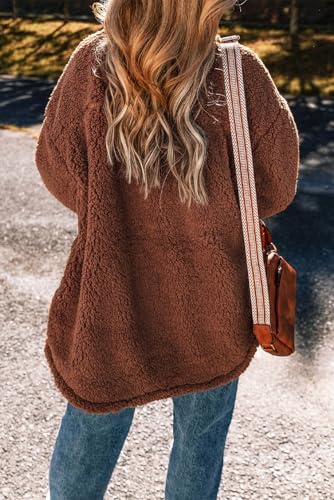 Women's Red Clay Faux Shearling Teddy Bear Long Sleeve Jacket3