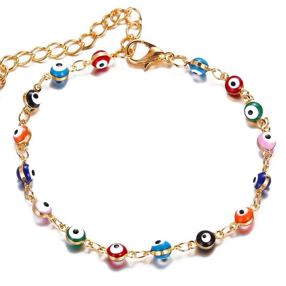Clataly Colorful Evil Eye Gold/Silver Evil Eye Staff Eckboard Letnia Plaża Evil Eye Damska Regulowana Biżuteria