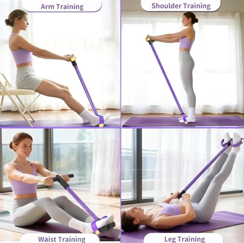 Image of Heavy Duty 4-Tube Tummy Trimmer Pedal Exerciser - Pull Reducer Resistance Band for Men & Women | Equipment for Belly Fat Loss, Waist Slimming & Full Body Workout (Multicolor) (2)