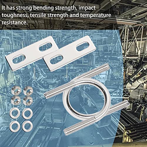 Image of Round U-Bolts 27mm 1.06 inch M6 Inner Width 304 Stainless Steel Self-Locking Nylon Insert Hex Nuts Flat Washers Lock Plate for Car /Motorhome /Sailing Trailer Replacement Part and Accessorie 4Pcs