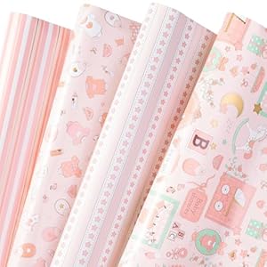 WRAPAHOLIC Baby Girl Wrapping Paper Sheet – 12 Sheets Cute Hobbyhorse and Baby Clothes Design Folded Flat for Baby Showers, Celebration, Party – 19.7 Inch x 30 Inch Per Sheet