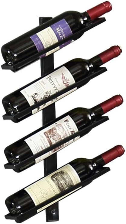 Hanging Wine Rack Metal Wall-Mounted Wine Racks Industrial Vintage Wine Bottle Display Stand Storage Organization for Bar/Home/Kitchen, Black Wine Bottle Holder/4 Bottle