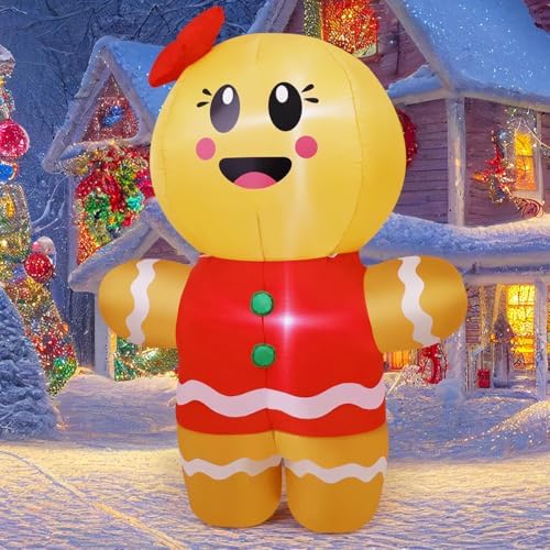 GOOSH 6.7 FT Christmas Inflatables Gingerbread Outdoor Decoration...