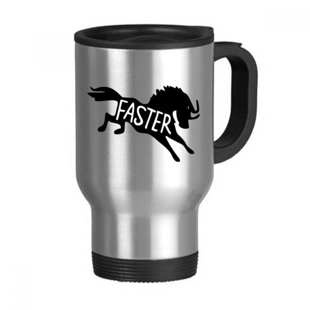 Tasse isotherme cheval noir en inox pour éviter les boissons froides en voyage