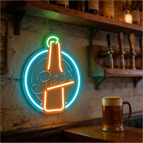 Image of Beer Decor Neon Sign,Bar Light up Sign,Decorations for Home,Bar Cart Decor,Signs For Home Wall Decor,Light up Store Sign,Beer Shop Supplies and Accessories