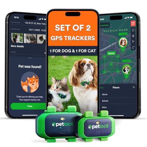 Image of Set of 2 Pet GPS Tracker - Smallest Waterproof Pet Tracking Device with App, Real-Time Location, Smart Alerts & Geo-Fence, Long-Life Battery, Collar-Compatible - iOS & Android (Subscription Required)