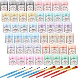 Faccito 48 Pcs Sidewalk Chalk Non Toxic Paint Kit Washable Powdered Chalks Mix in Water 12 Vibrant Colors with Paintbrush for Creative Sidewalk and Chalkboard Fun