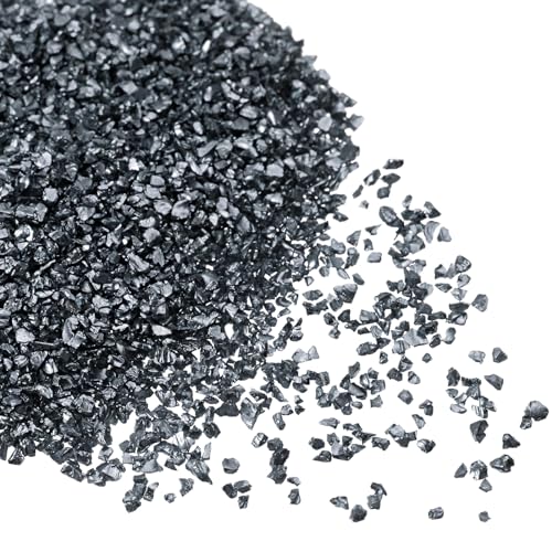 Kozelo Virutas de Vidrio Triturado - [1-3mm x 20g] Irregulares de Vidrio Metálico Negro Brillante para Decoración DIY y Uso en Arte de Uñas Superficie Electrochapada