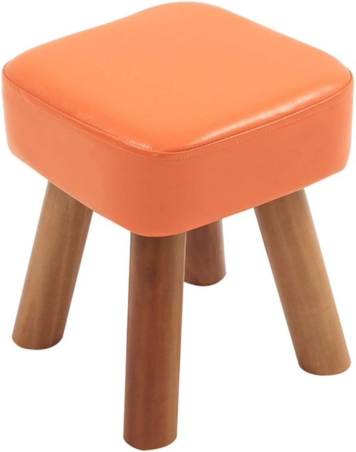 Footstool Home Solid Wood Imitation Leather Sofa Stool/Foyer Changing Shoes Stool Coffee Table Square Stool (Color : Blue)
