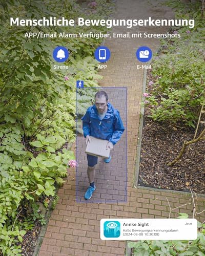 Bild 4 - ANNKE 3MP WLAN Überwachungskamera Set Aussen, 16CH 4K NVR mit 4X 3MP WiFi Kamera, Videoüberwachung mit 1TB Festplatte, Personenerkennung, 2-Wege-Audio, 30M Nachtsicht, IP66, Kompatibel mit Alexa