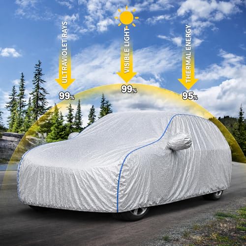 Image of Waterproof Car Cover for Mahindra XEV 9e | All Weather Protection | UV Resistant & Dustproof | Soft Cotton Lining to Prevent Scratches | Triple Stitched with Mirror Pockets & Elastic Hem