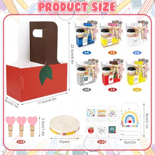 24 Set Back to School Teacher Gifts, 2 Cup Drink Carrier with Handle - image 3