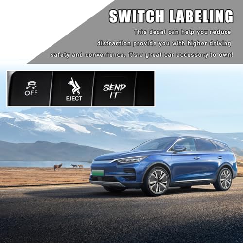 Image of Car Sticker and Decals, Funny Novelty Vehicle Dashboard Button Stickers, Personalized Stickers for Automobile or Truck Unused Buttons, Interior Decor Car Accessories