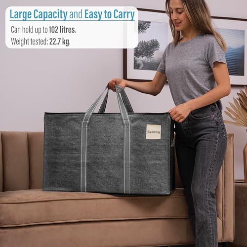 VENO 4 Pack Extra Large Moving Storage Bags with Zips, Heavy-Duty Organizer Tote, Clothes Storage Box Alternative - Image 2