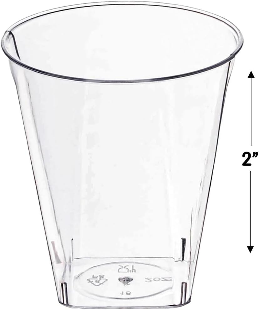 Clear Square Bottom Plastic Shot Cups (2 oz.) - Pack of 20 - Elegant & Transparent - Perfect for Parties, Gatherings & Everyday Use - Image 5
