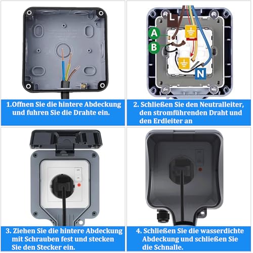 Enchufe Exterior Impermeable IP66 - 1 Toma, Con Tapa Abatible Y Agujero Para Candado, 250V 16A