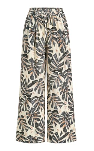 Image of PRETTYGARDEN Womens Pants Elastic Waist Floral Lightweight Palazzo Pants for Women Casual Lounge Wide Leg Pants Woman
