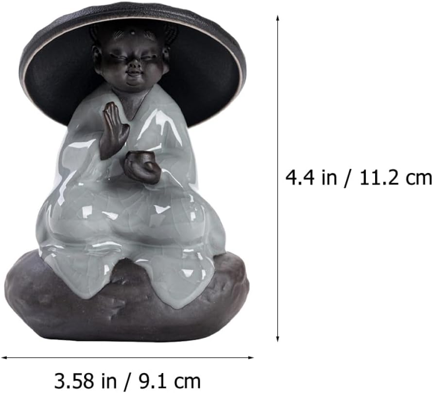OSALADI Ceramic Tea Strainer with Buddha Statue for Tea Ceremony Table Decor Handmade Filter and Decorative Meditation Ornament Housewarming