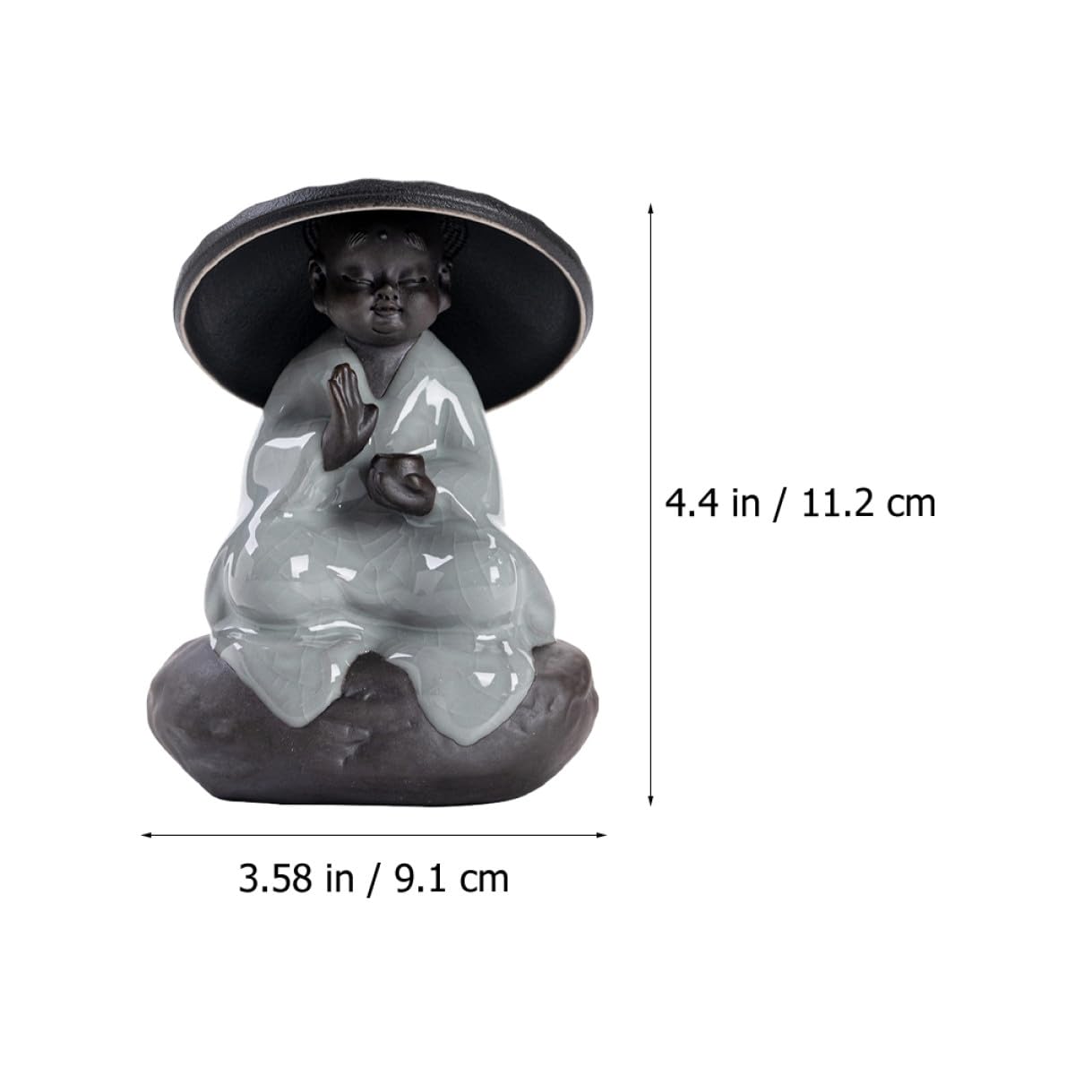 Filtro Tè Multifunzionale Design Classico Infusore in Ceramica Nero Statua Buddha Staccabile e Infusione Tè Sfuso per Decorazioni Casa