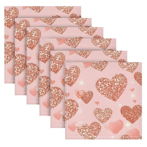 Servilletas de tela patrón corazón set 6 unidades miniatura 2