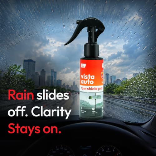 Image of Vista Auto Care Rain Shield Pro, 100ml Windshield Water Repellent Spray with Microfiber Cloth, Hydrophobic Glass Coating