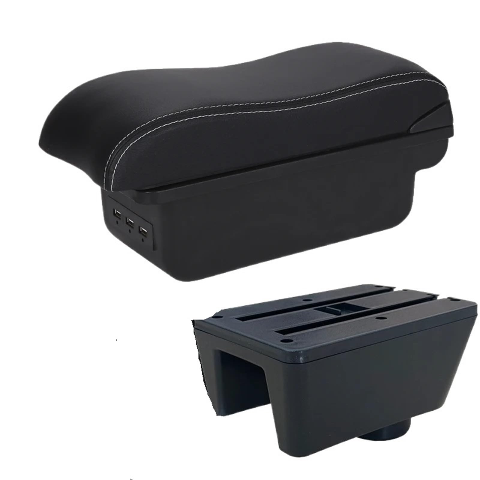 LKHJDBIY Car Armrest Box Fit For Seat Ibiza 6j Ibiza 6L Armrest Box Car Armrest Auto Storage Box Retrofit Parts Interior Car Accessories Arm Car Armrest Organizer(B3 Black white 3USB)