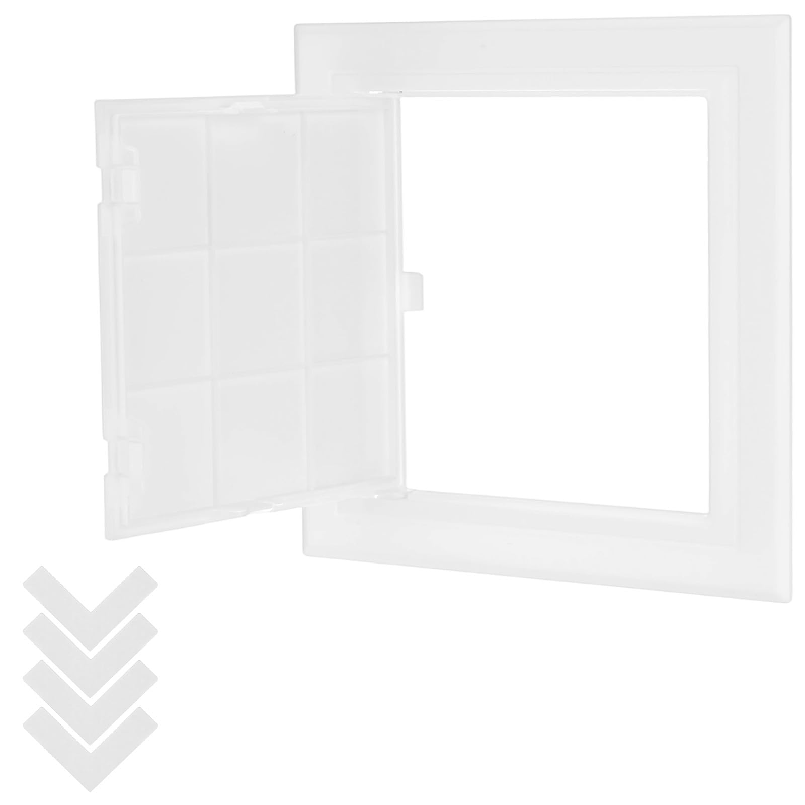 M METERXITY 1-Pack Access Panel for Drywall, 5.7x6 Inch PVC Self Adhesive Wall Hole Cover Access Doors for Wiring Cables/Indoor/Outdoor, Removable Plumbing Wall Panel Ceiling [White]