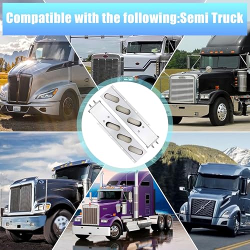Image of Stainless Steel Mud Flap Hanger Set, 2.5 inch Bolt Spring, 2-1 /2 inch Bolt Spacing 30 inch Length Rear Bar with Oval Light Cutouts, Loaded with Aluminum Reflective Tapes for Semi Trucks