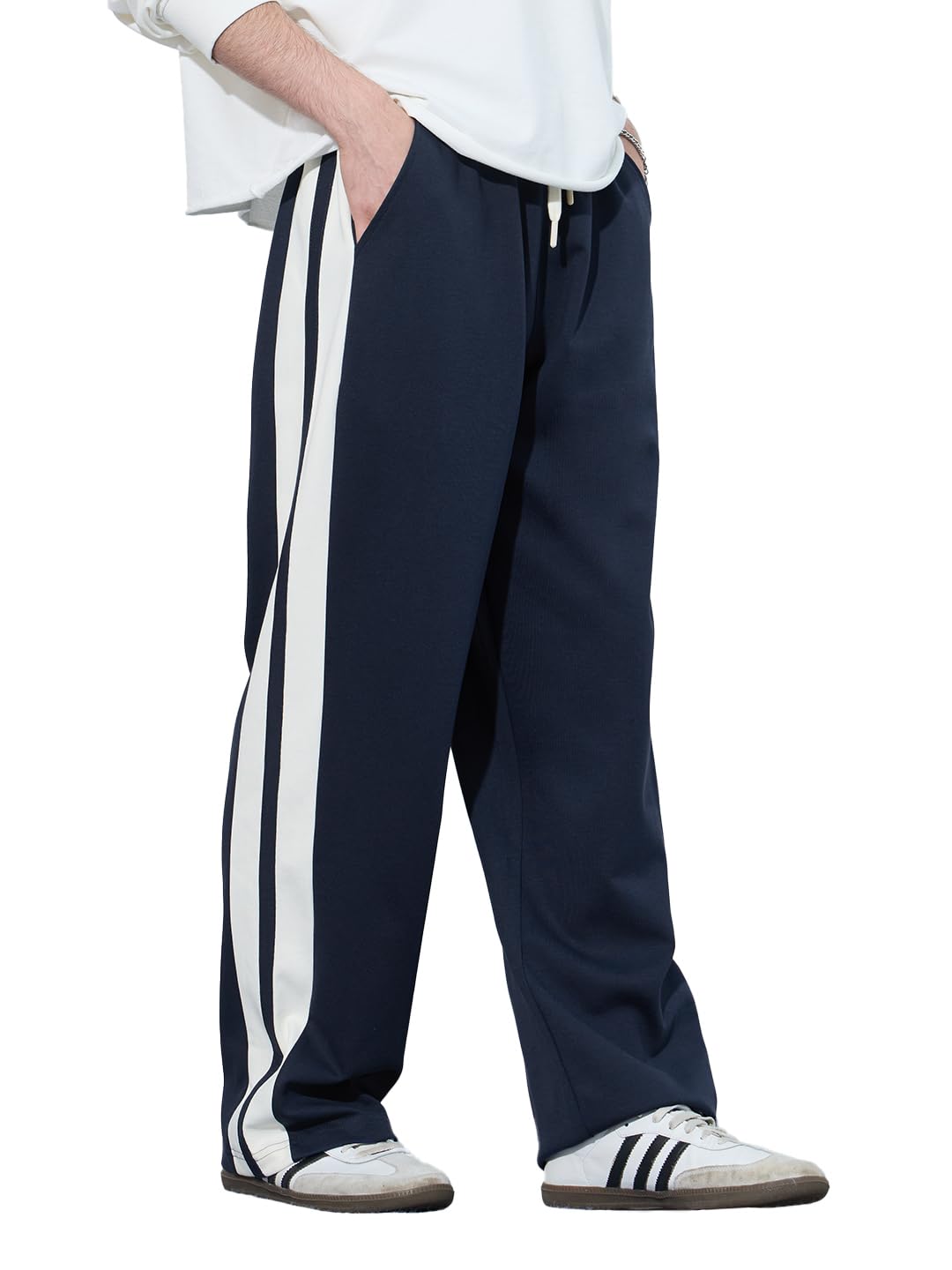 the souled store Indigo Men and Boys Drawstringed Solid Cotton Baggy Fit Oversized Joggers-picture-49