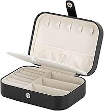 DAFTER Jewelry Organizer Box - Portable Travel Case with Removable Dividers - PU Leather Storage for Rings, Earrings, Necklaces, and Accessories - Women's Jewelry Storage Solution (Black)
