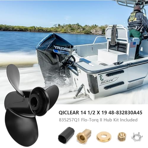 Image of 14 1 /2 x 19 Pitch 48-832830A45 Upgrade Boat Propeller Compatible for Mercruiser Alpha One &Mercury Outboard Motors 135-300 Hp,14.5 x 19p mercruiser 3.0 Propeller, Hub Kits Included,15 Spline Tooth,RH