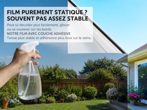 aboveBED Film Anti Regard Fenetre 100x200 cm, Effet Miroir sans Tain pour Vitre Brise Anti UV, Film Adhesif Fenetre Anti Chaleur, Feuille Miroir Occultant à Sens Unique Protéger du Soleil, Argent – vue 7